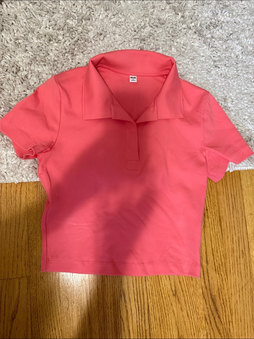 Uniqlo Pink Short-Sleeve Polo Knit Top